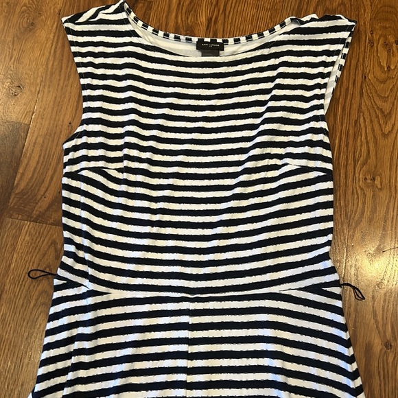 Ann Taylor Casual Navy Striped Dress | Size Small - Picture 2 of 5